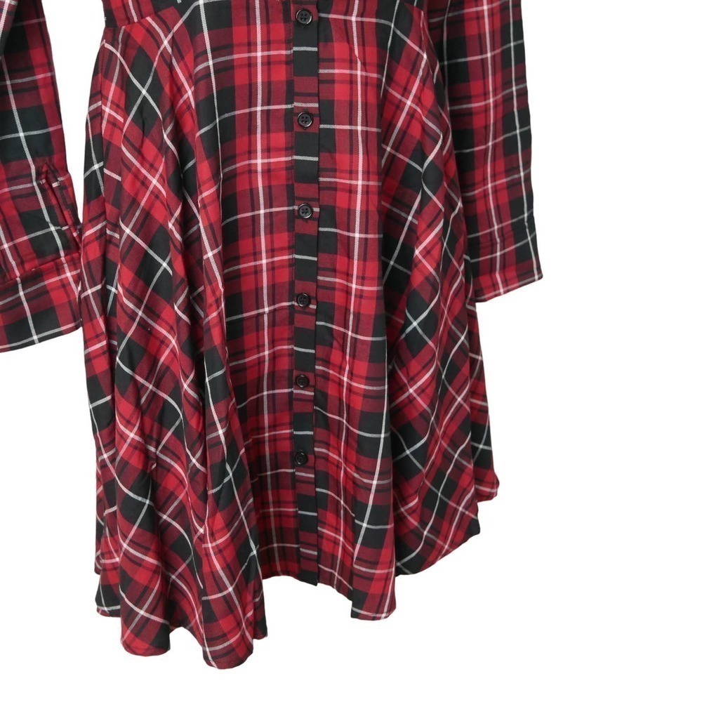 Venus Red Plaid Shirtdress Size 2 EUC - Picture 6 of 12